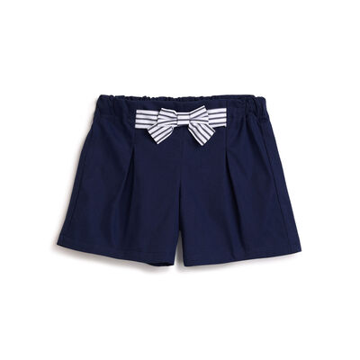 Girls Dark Blue Solid Shorts